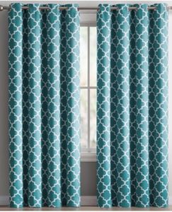 HLC.ME Lattice Insulated Blackout Teal Blue Curtains